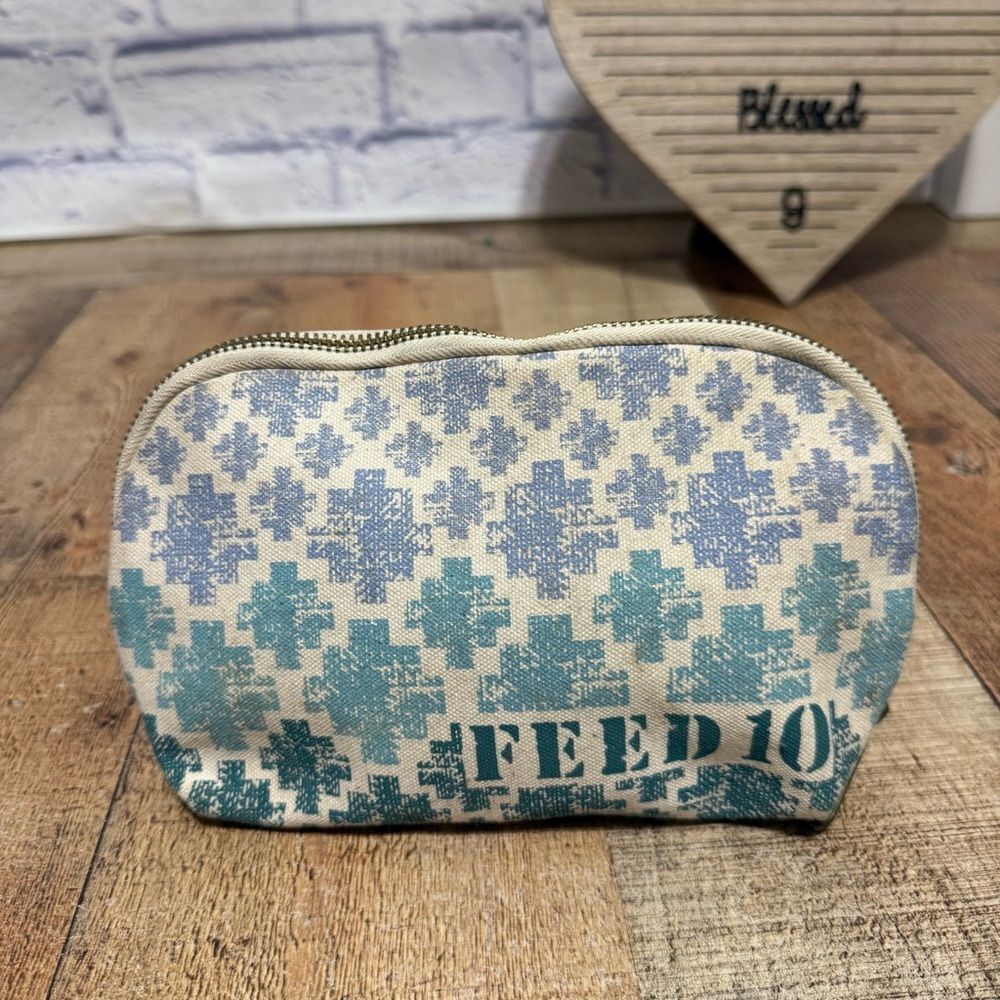 Clarins Feed 10 makeup Canvas Printed Pattern Cosmetics Toiletries Travel Bag
